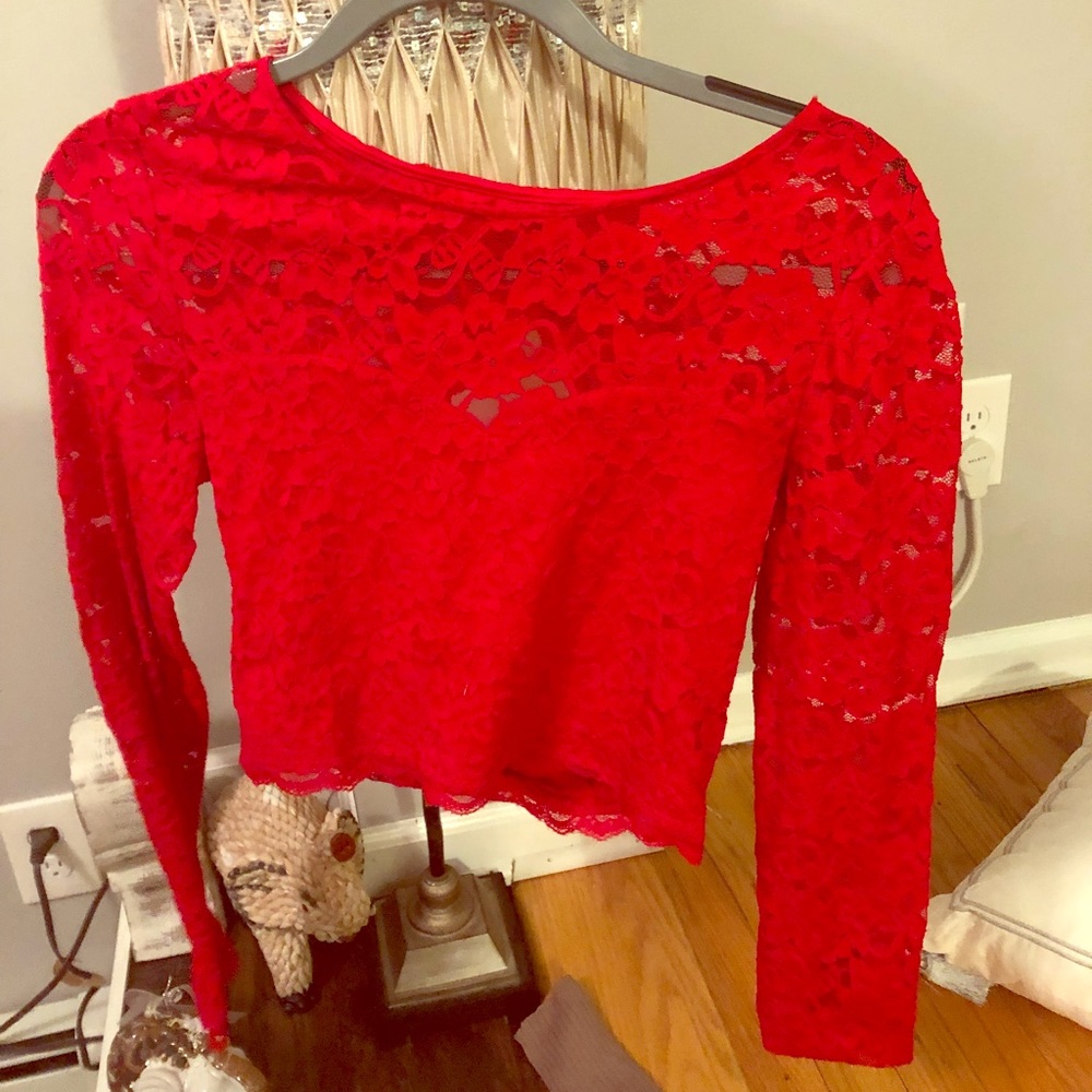 Express crop top red shirt